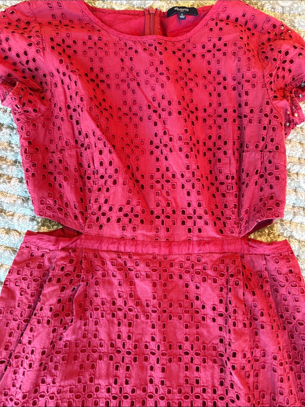 Madewell Raspberry Eyelet Mini Dress - Picture 2 of 7